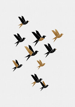 Ilustração Origami Birds Collage II