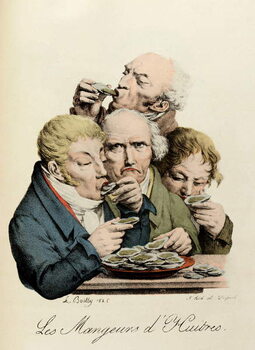 Reprodução do quadro Oyster Eaters Engraving by Louis-Leopold Boilly