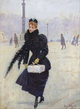 Fine Art Print Parisian woman in the Place de la Concorde, c.1890