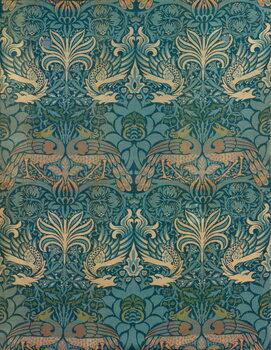 Fine Art Print Peacock and Dragon Textile Design, c.1880