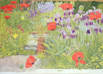 Fine Art Print Poppies and Irises near the Pond