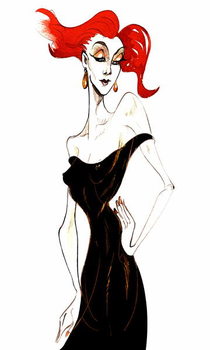Fine Art Print Red-haired model in a black dress
