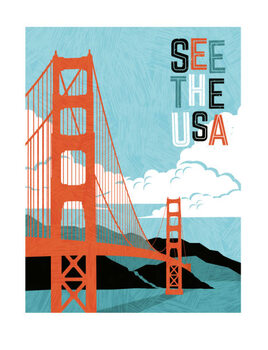 Ilustração Retro style travel poster design for