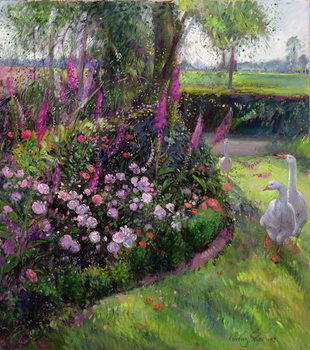 Taidejuliste Rose Bed and Geese, 1992