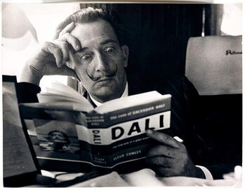 Art Photography Salvador Dali reading his biography, 6 May, 1959