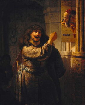 Reprodução do quadro Samson threatened his father-in-law