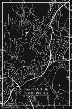 Kartta Santiago de Compostela black