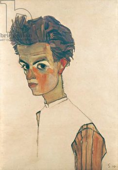 Fine Art Print Self-Portrait with Striped Shirt, 1910