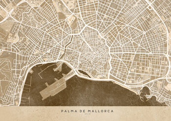 Map Sepia vintage map of Palma de Mallorca