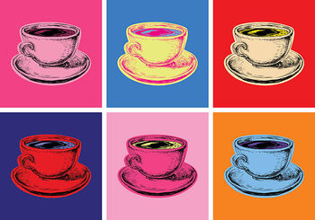 Impressão de arte Set Coffee Mug Vector Illustration Pop Art Style