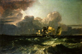 Reprodução do quadro Ships Bearing up for Anchorage, 1802