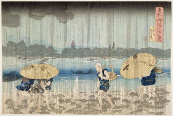 Reprodução do quadro Shower on the Banks of the Sumida River at Ommaya Embankment in Edo