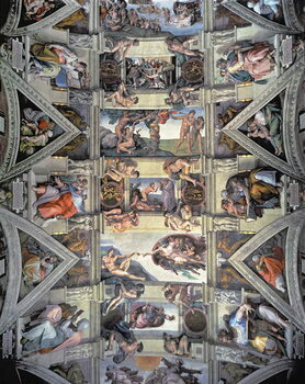 Reprodução do quadro Sistine Chapel ceiling and lunettes, 1508-12 (fresco)