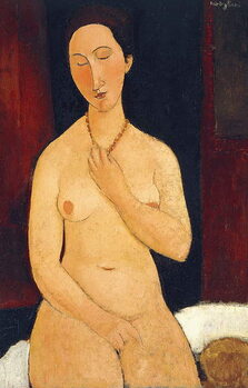 Reprodução do quadro Sitting Nude with Necklace
