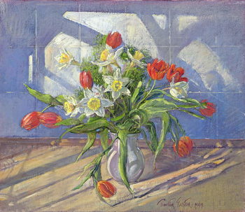 Fine Art Print Spring Flowers with Window Reflections, 1994