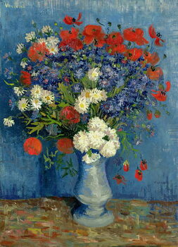Fine Art Print Still Life: Vase with Cornflowers and Poppies, 1887