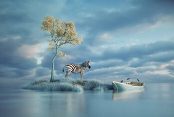 Impressão de arte Surreal image of a zebra on