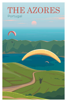 Illustration The Azores. Vector travel poster.