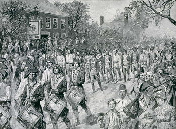 Reprodução do quadro The Continental Army Marching Down the Old Bowery