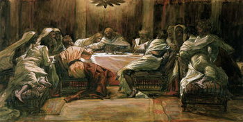 Taidejäljennös The Last Supper. Judas Dipping His Hand in the Dish