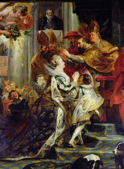 Reprodução do quadro The Medici Cycle: The Coronation of Marie de Medici  at St. Denis, detail of the crowning