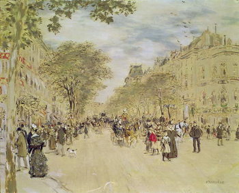 Reprodução do quadro The Pavillon de Hanovre and the Boulevard des Italiens, Paris, after 1870