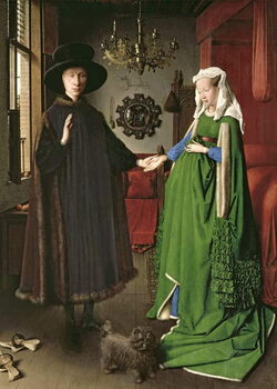 Reprodução do quadro The Portrait of Giovanni Arnolfini and his Wife Giovanna Cenami, 1434