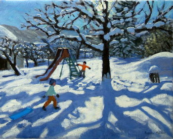 Reprodução do quadro The slide in winter, Bourg, St Moritz