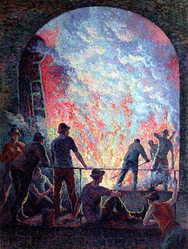 Reprodução do quadro The Steel Works, 1895