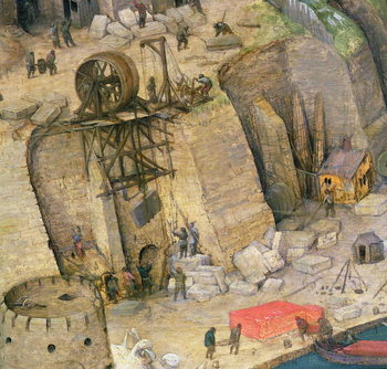Reprodução do quadro The Tower of Babel, detail of the construction works
