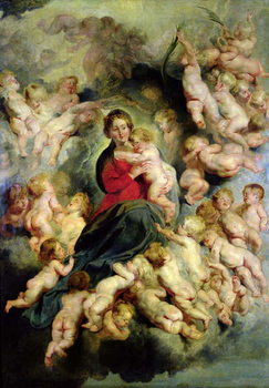 Reprodução do quadro The Virgin and Child surrounded by the Holy Innocents or, The Virgin with Angels