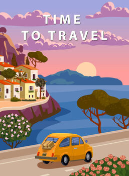 Illustration Time To Travel Italy, mediterranean romantic