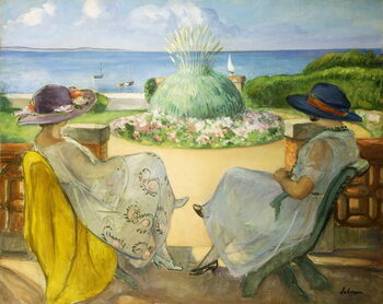 Reprodução do quadro Two Young Women on a Terrace by the Sea; Deux Jeunes Filles sur une Terrasse en Face la Mer, 1922