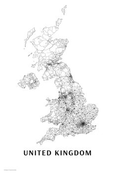 Map United Kingdom black & white