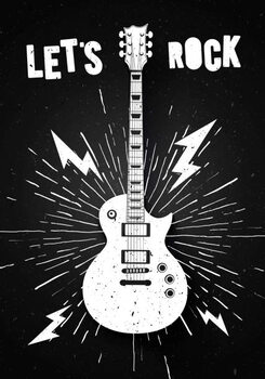 Art Poster Vector Illustration Lets Rock Music Print