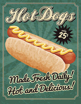 Taidejuliste Vintage Hot Dog Poster