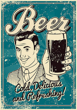Art Poster Vintage Screen Printed Beer Poster