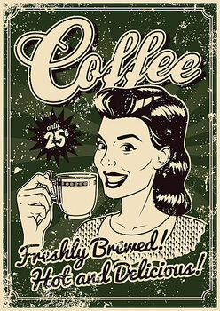 Taidejuliste Vintage Screen Printed Coffee Poster