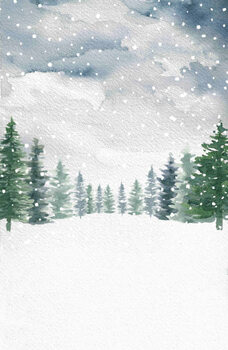 Ilustração Watercolor Winter Snow Pine Trees Background