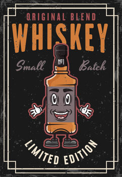 Taidejuliste Whiskey vintage colored poster with bottle