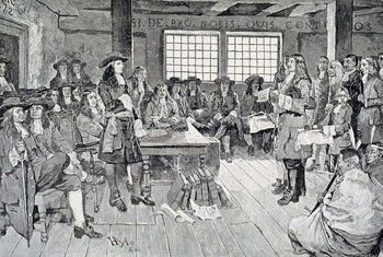 Reprodução do quadro William Penn in Conference with the Colonists