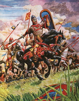 Reprodução do quadro William the Conqueror at the battle of Hastings