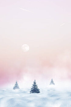 Illustration Winter minimalist landscape. Christmas trees against