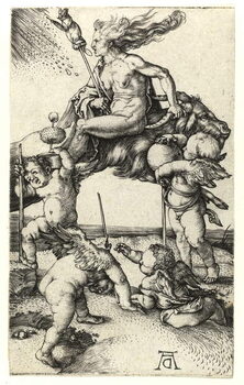 Fine Art Print Witch riding backwards on a goat, c.1505