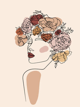 Illustration Woman face with flowers in her