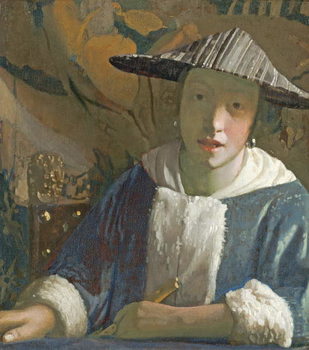 Reprodução do quadro Young Girl with a Flute, c.1665-70