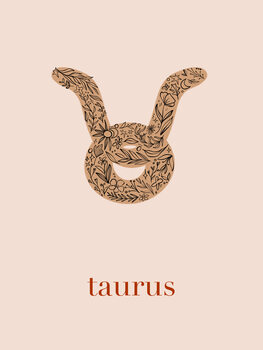 Ilustração Zodiac - Taurus - Floral Blush