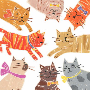 Reprodução do quadro Cats,Cats Cats, 2018, collagraph collage