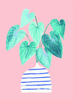 Ilustração Houseplant in stripey vase