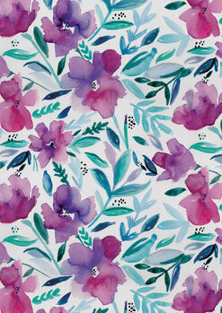 Ilustração Loose pink floral watercolour repeat